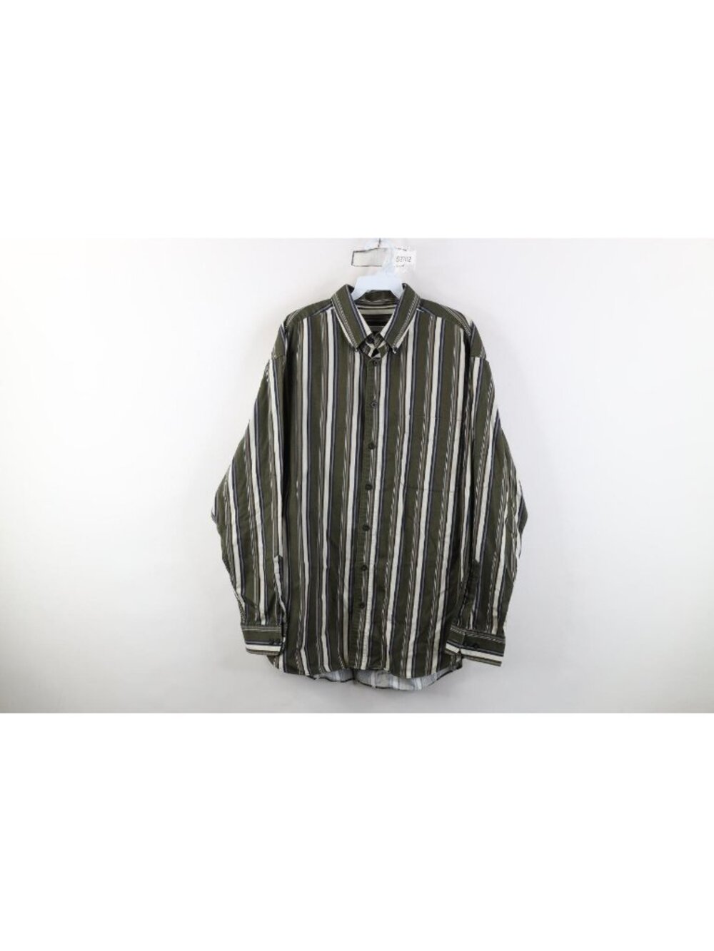 Vintage 90s Streetwear Mens Large Striped Herringbone Collared Button Down Shirt